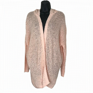 Aritzia Talula Peach Oversized  Open Knit Cardigan With Hood Size S
